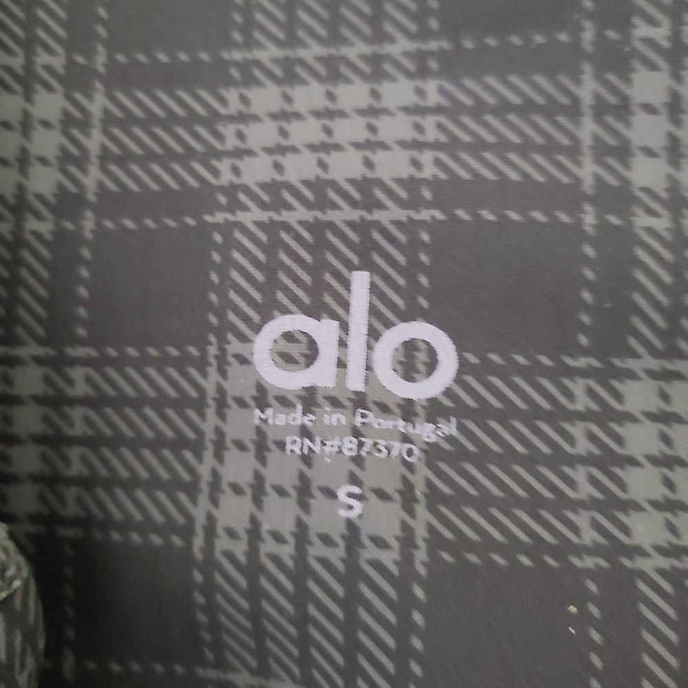 NEW Alo Yoga Occasion Leggings S Black Gray Plaid Reflective Stripe High-Waist - Picture 7 of 9